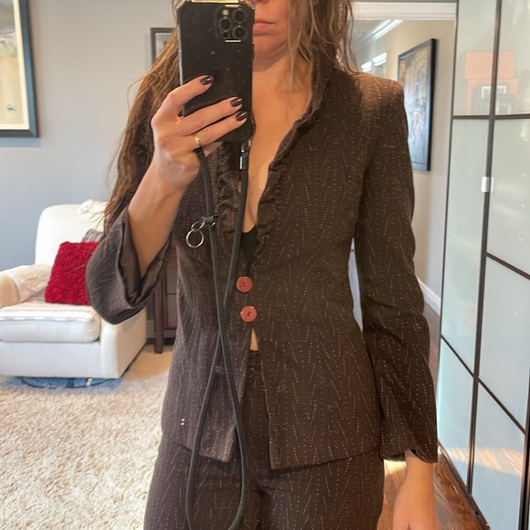 Bepe Bondi suit Blazer/ pants size 8(but towards smaller)brown with some detail - Picture 2 of 11